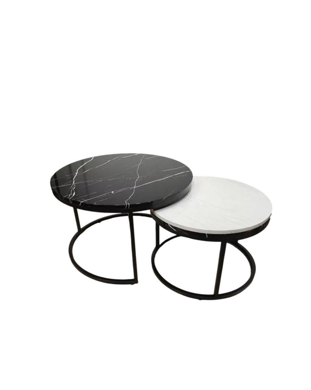 Nesting Double Table Living Room Coffee Table Round Side Table