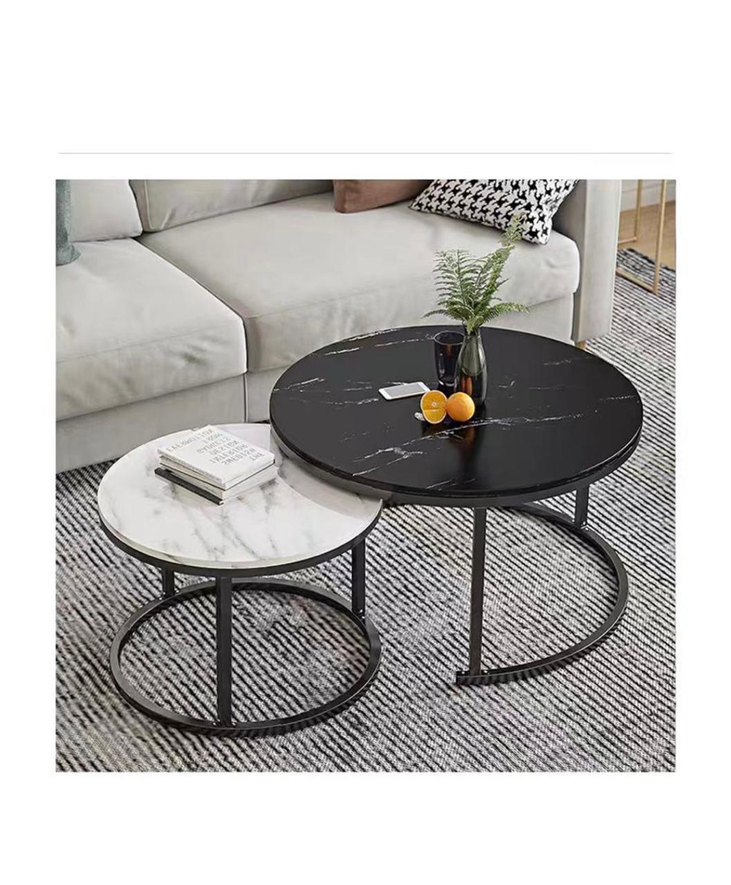 Nesting Double Table Living Room Coffee Table Round Side Table
