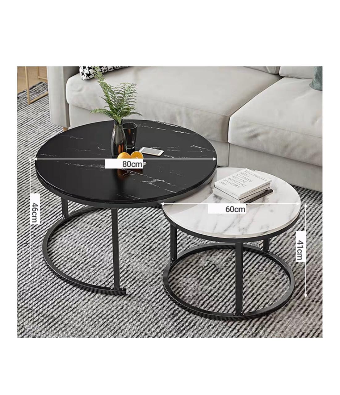 Nesting Double Table Living Room Coffee Table Round Side Table