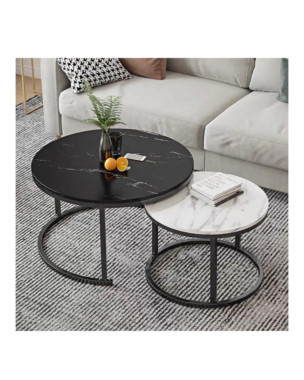 Nesting Double Table Living Room Coffee Table Round Side Table